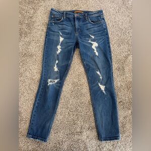 Joes Jeans Billie Boyfriend Womens 28 Blue Slim Mid Rise Distressed Denim
